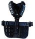 Black dog harness with 'CAPO' and 'JUNIOR' branding on a white background