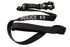 Black 'POLICE K9' dog leash with a clip on a white background