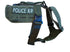 Green police K-9 harness with 'POLICE K-9' label on a white background