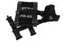 Black police tactical harness with visible branding on a white background