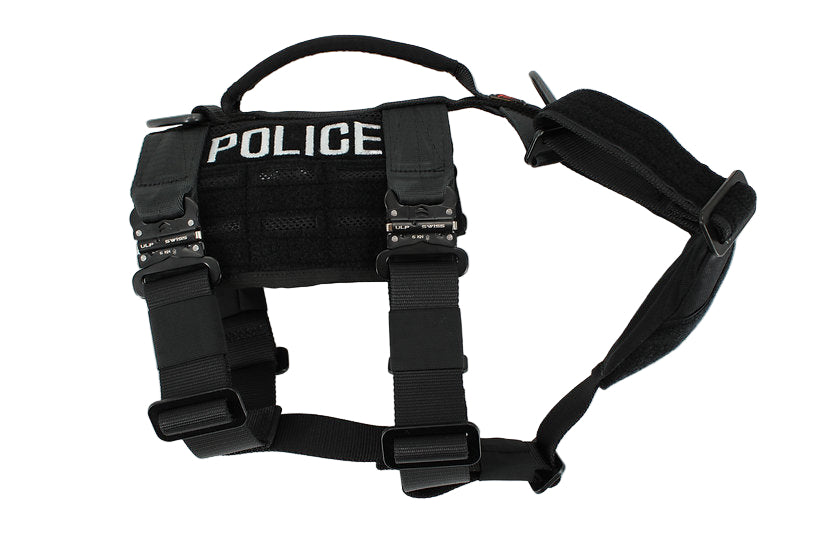 Black police harness on a white background