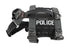 Black police tactical harness with 'POLICE' branding on a white background