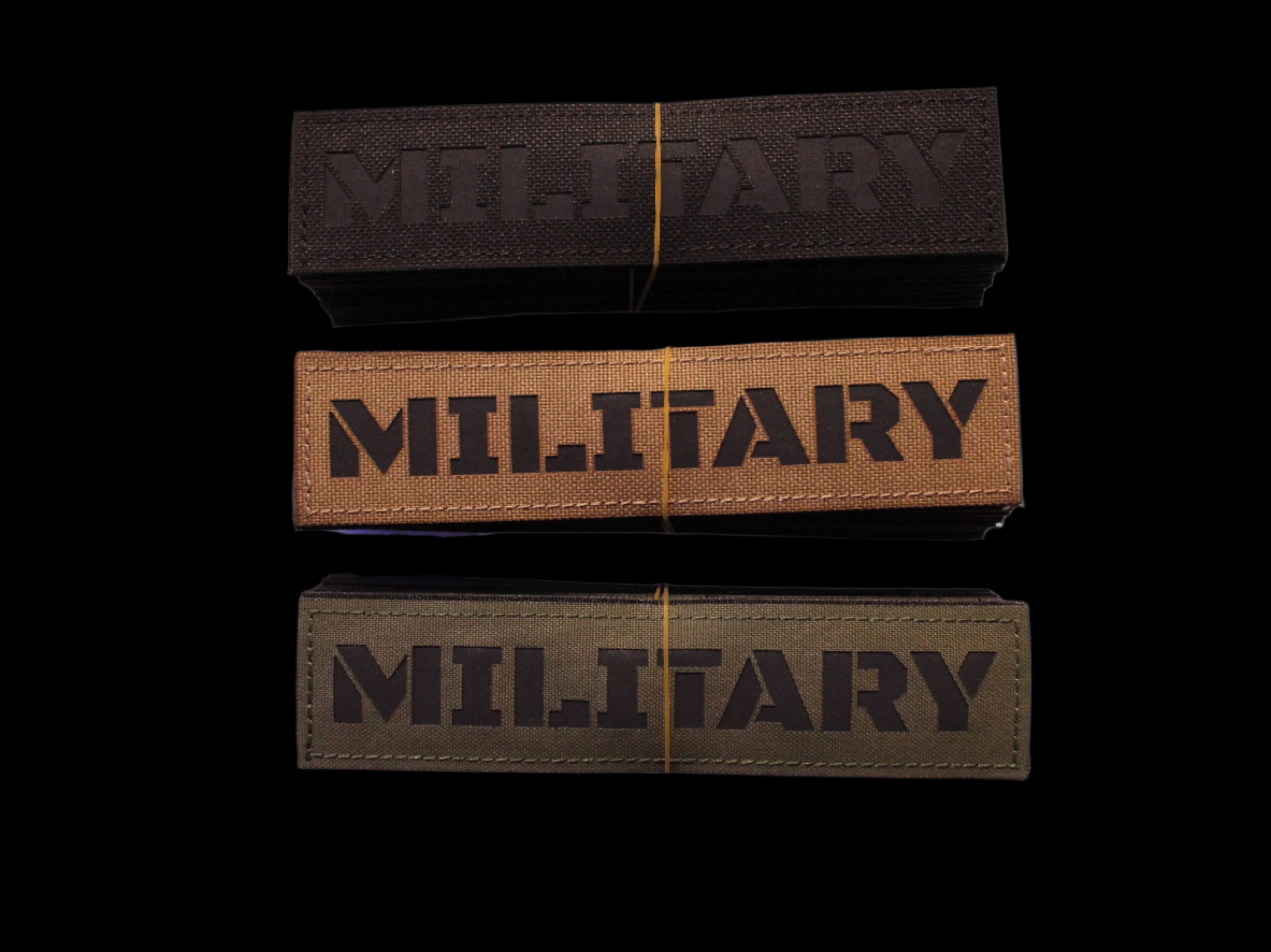 Military Patch on Black, Coyote brown, and Olive Drab green