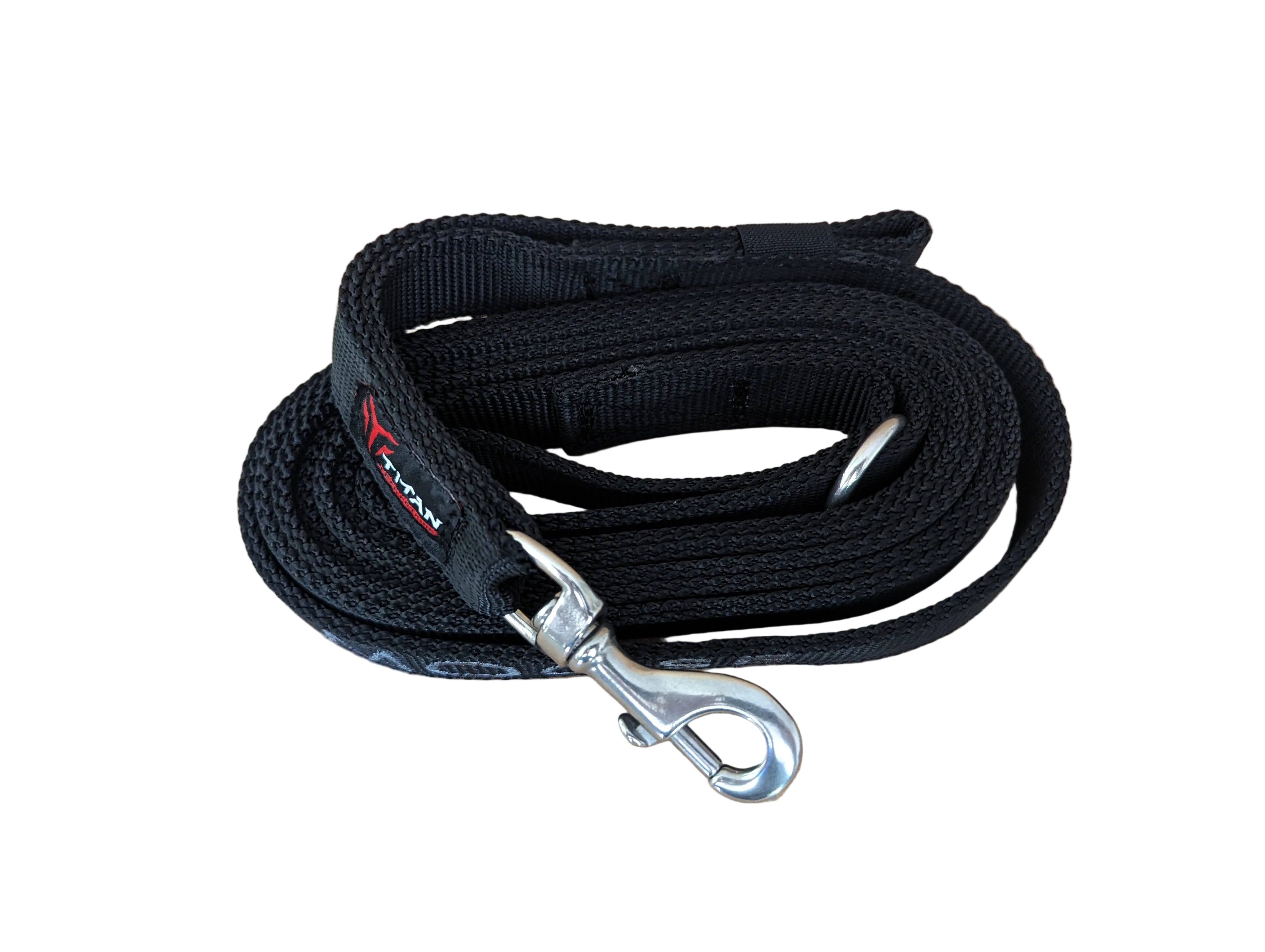 Double handle lead for working dogs, professional-grade leash with dual layers of durable webbing.