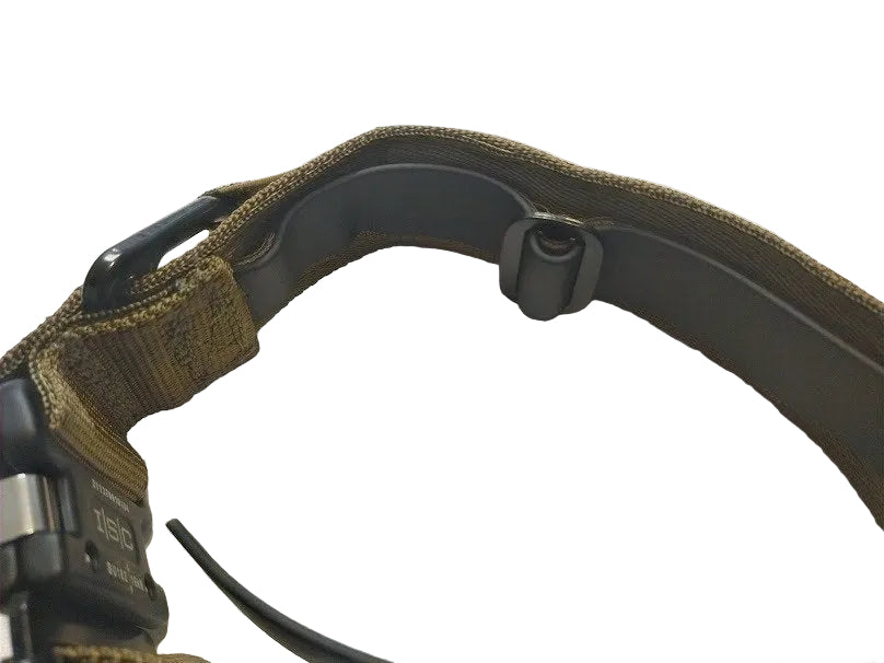 Close-up of a tactical collar with a buckle on a white background