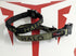 Two HALO branded dog collars on a red and white background